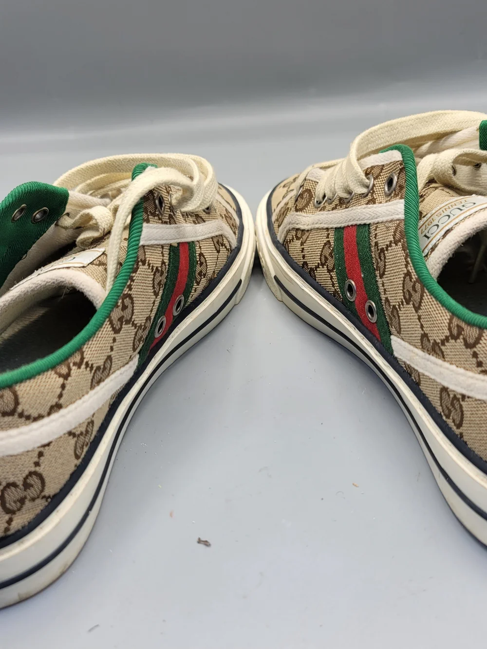 Gucci Tennis 1977 Web GG Monogram Mens Beige White Sneakers